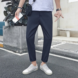 [Korean Style] Deco Stripe Black/Navy Casual Pants